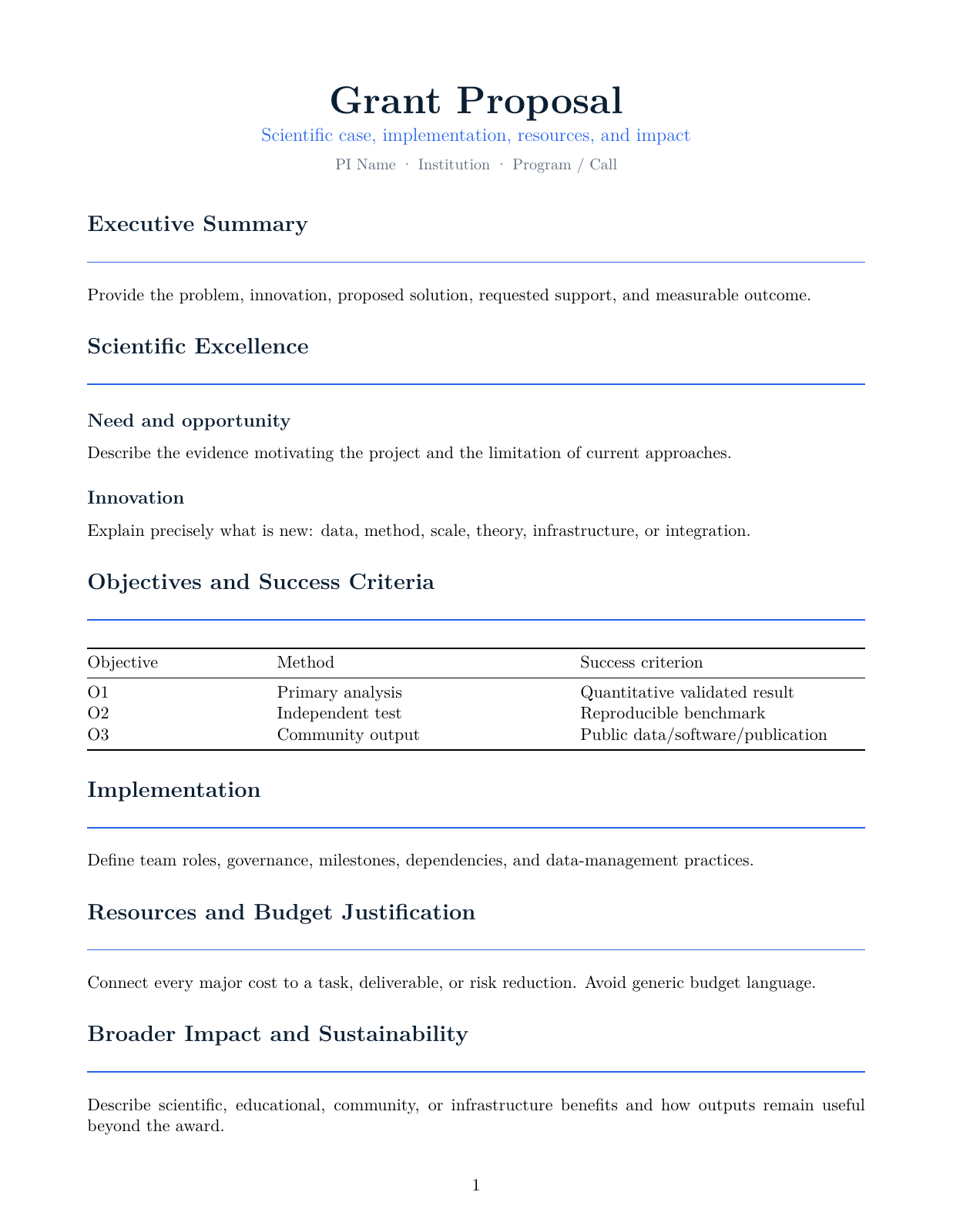 Preview of Grant Proposal LaTeX template