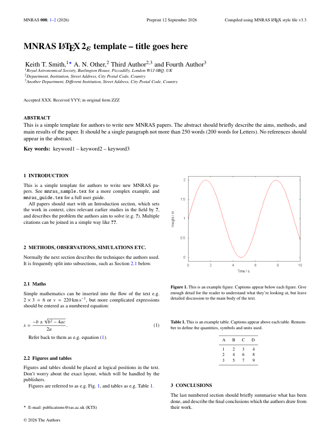 Preview of MNRAS — Monthly Notices of the RAS LaTeX template