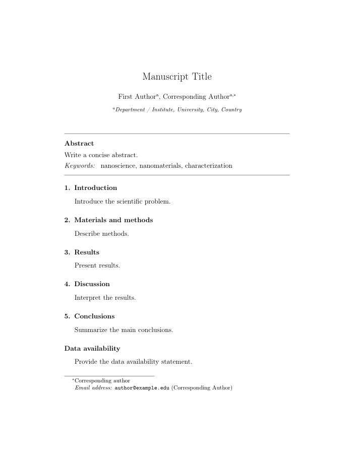 Preview of Nano Energy LaTeX template