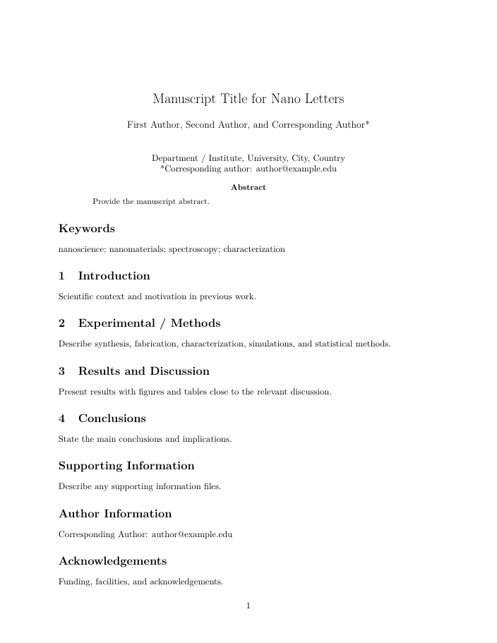 Preview of Nano Letters LaTeX template