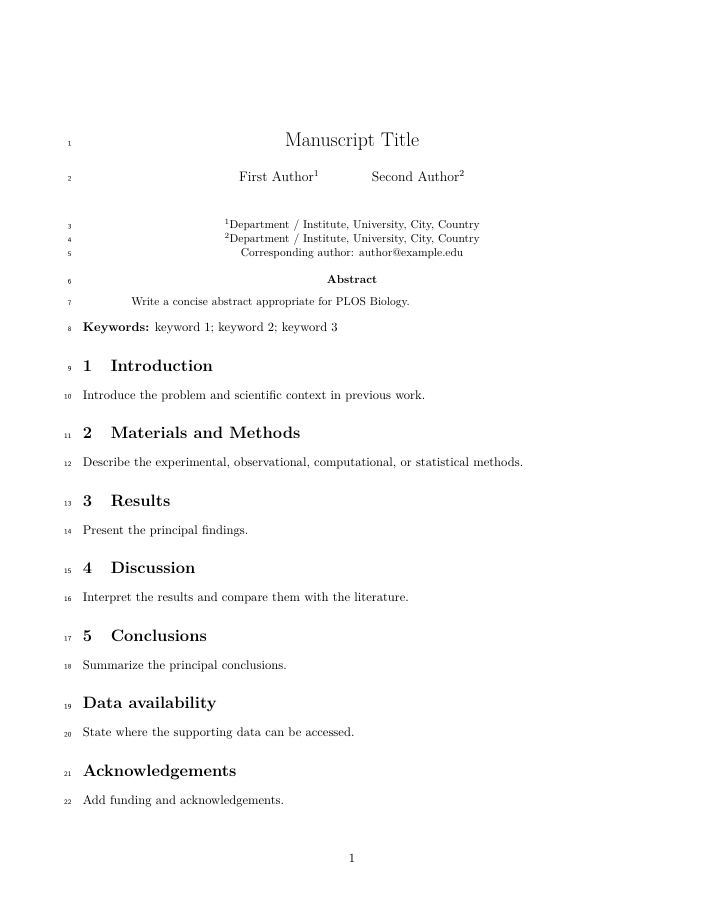 Preview of PLOS Biology LaTeX template