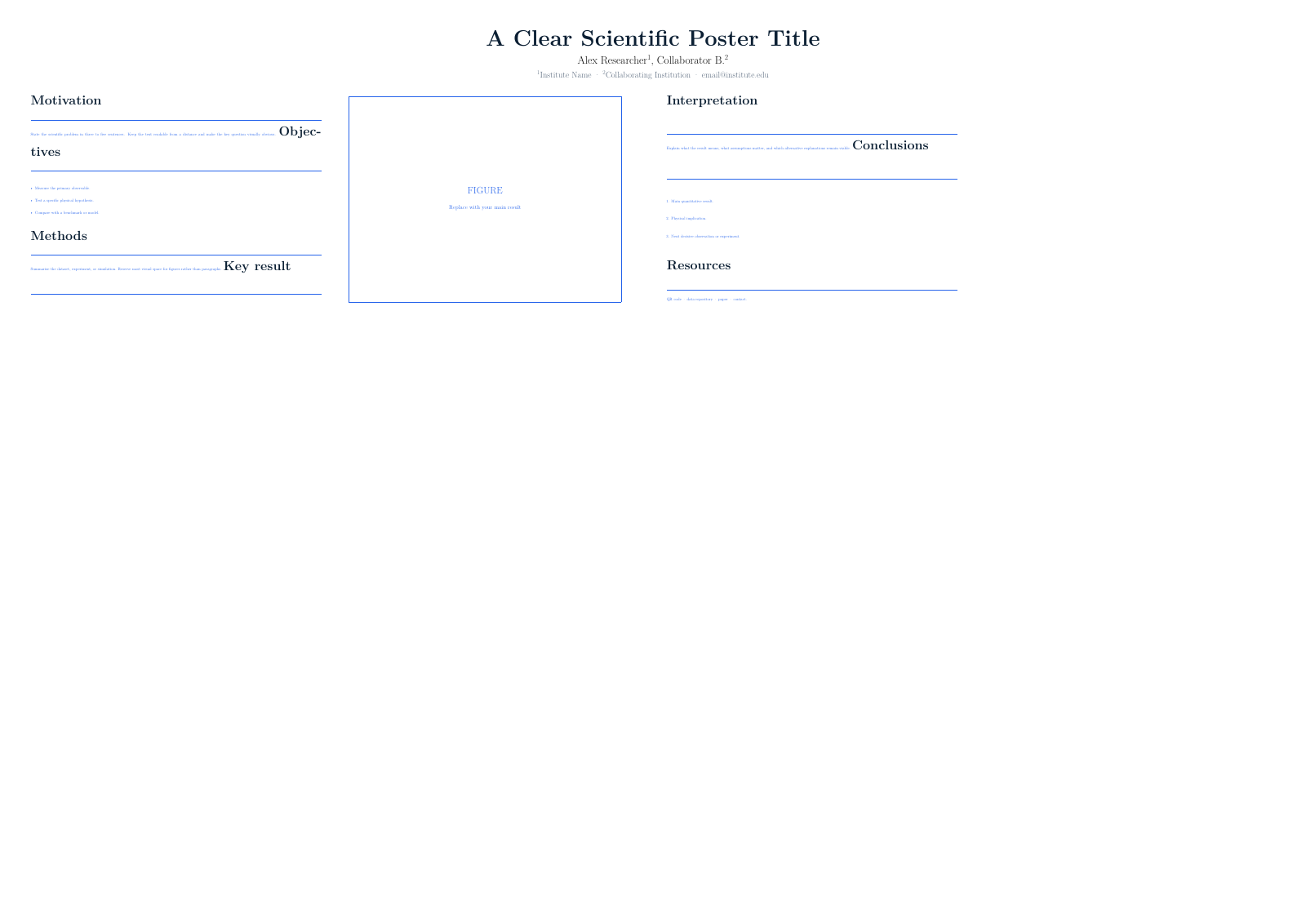 Preview of Scientific Poster A0 — Landscape LaTeX template