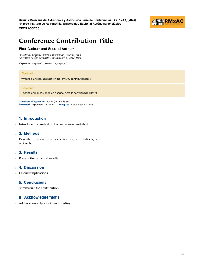 Preview of RMxAC — Serie de Conferencias LaTeX template
