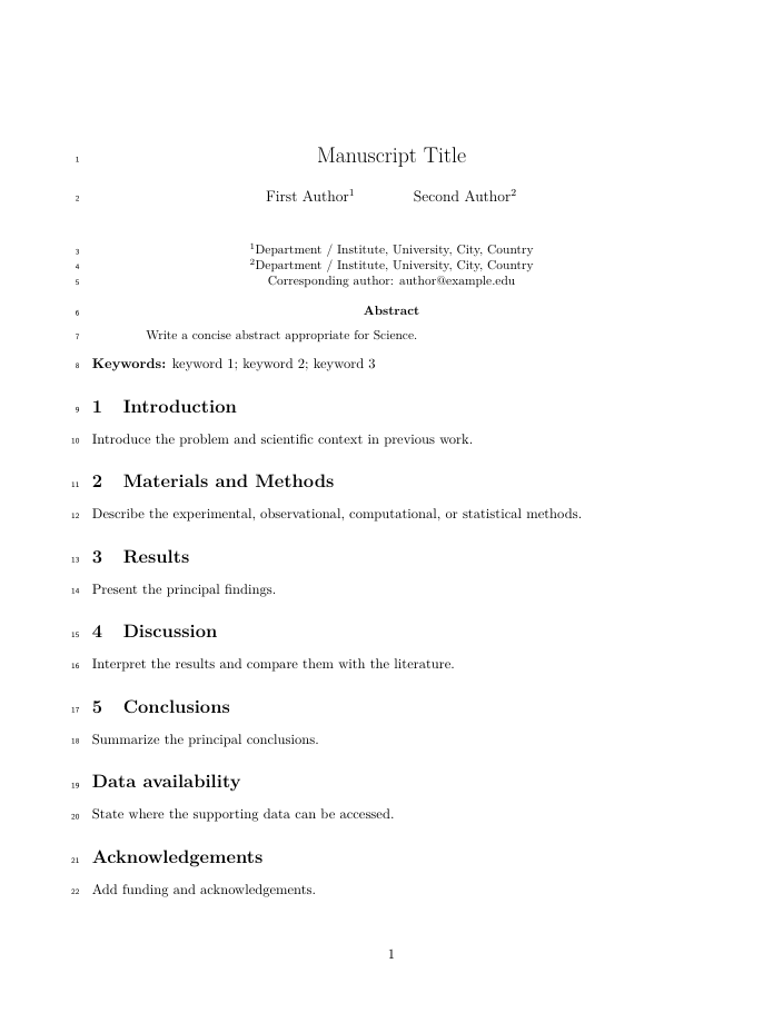 Preview of Science LaTeX template